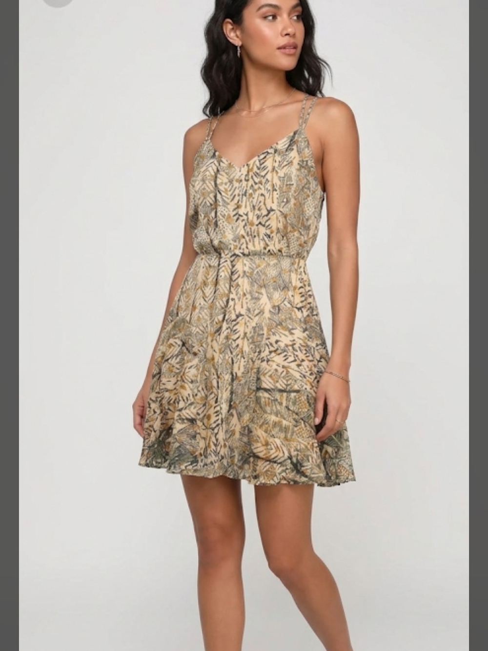 Women's Lulu Exotic Print Chiffon Spaghetti-Strap Mini Dress in Small NWT
